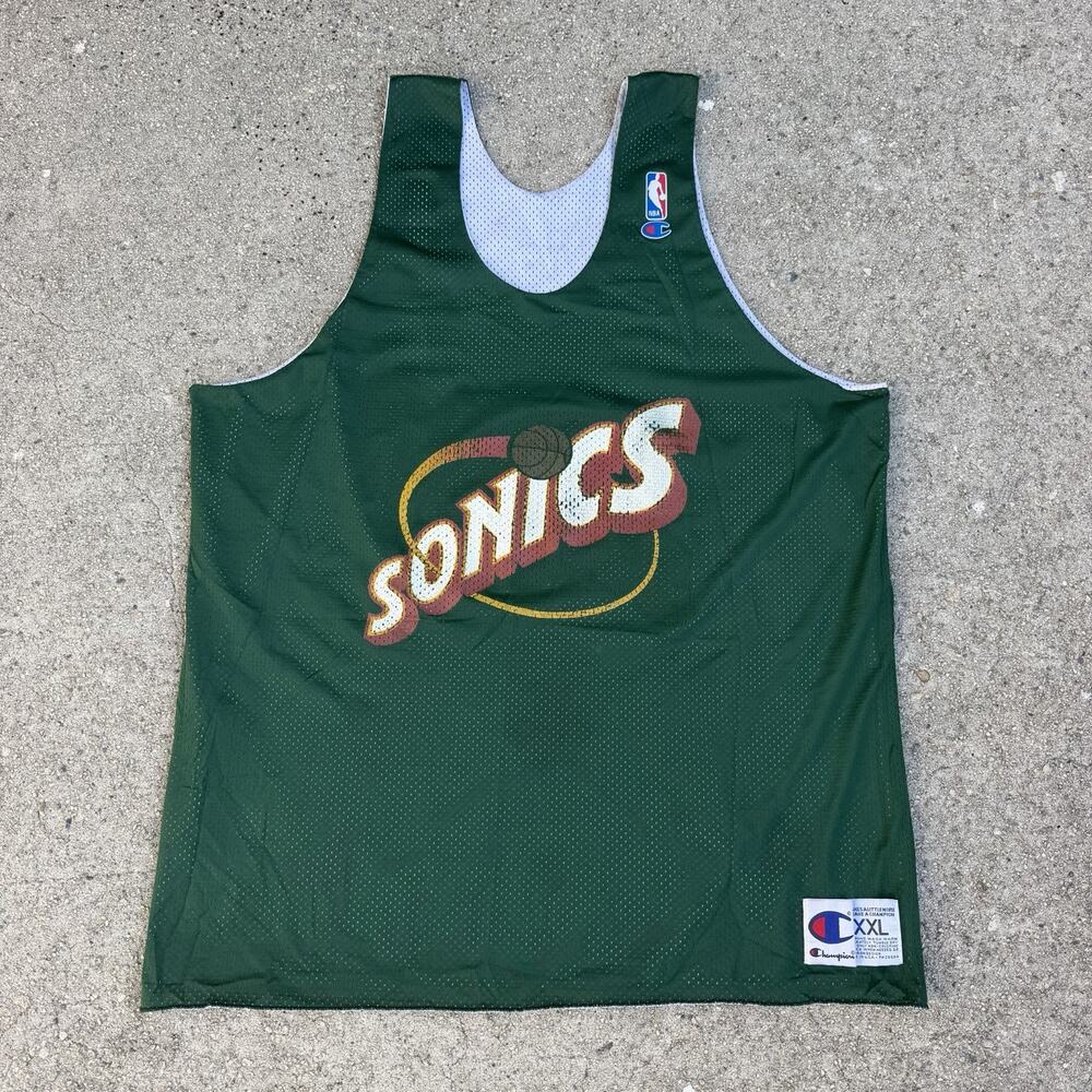 Vintage 90s Champion Seattle SuperSonics Reversible Tanktop Jersey NBA XXL